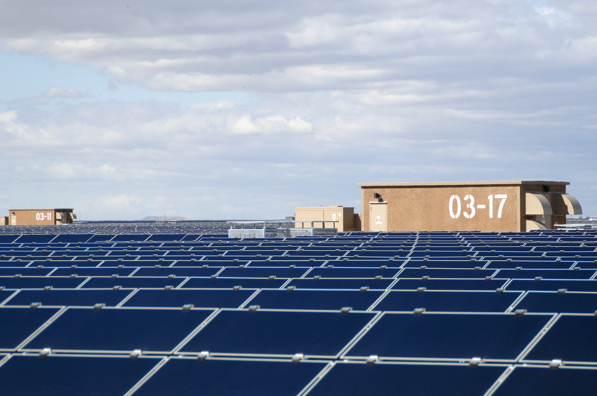 Utility-scale solar panels at the Topaz Solar facility, California (file photo).